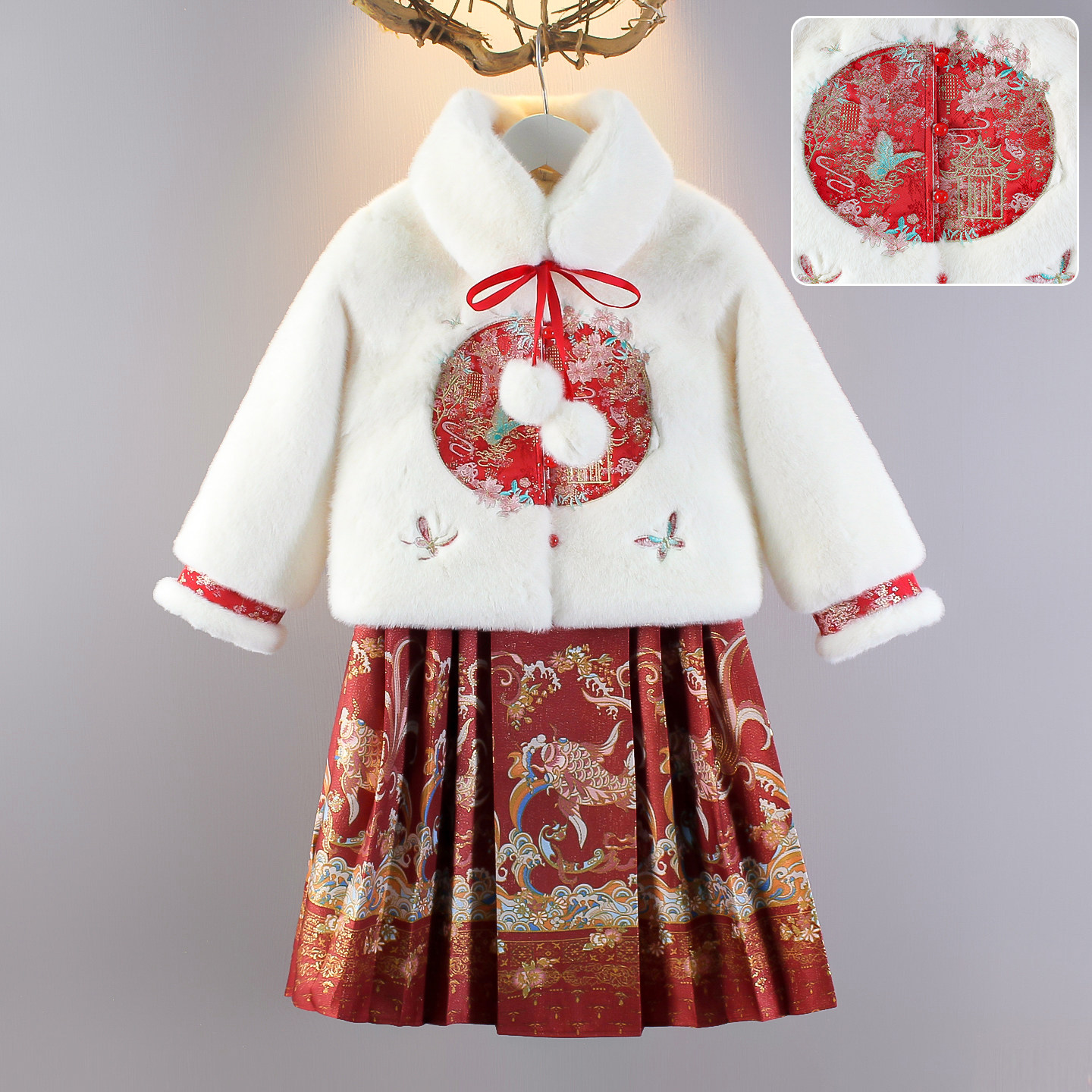 马面裙女童加绒加厚套装秋冬新中式新年拜年服女孩儿童汉服唐装,童装/婴儿装/亲子装,汉服,淘宝优惠券,粉丝福利购,淘宝优惠卷