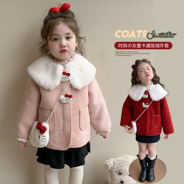 女童秋冬毛呢大衣洋气时髦外套