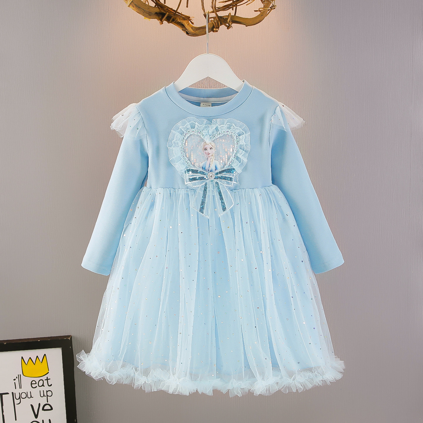 女童冰雪秋季连衣裙2025新款宝宝洋气艾莎公主裙韩版洋气礼服纱裙