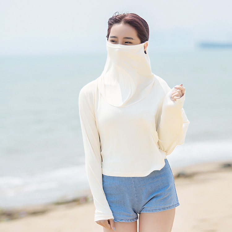 618防晒口罩女夏季防紫外线护颈披肩透气莫代尔披肩面纱夏天遮阳