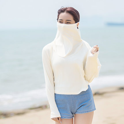 618防晒口罩女夏季防紫外线护颈披肩透气莫代尔披肩面纱夏天遮阳