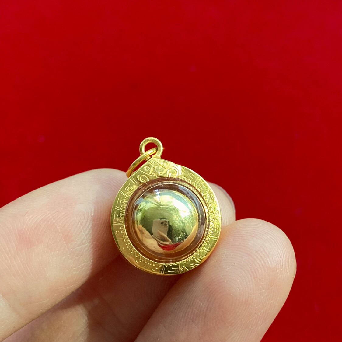 泰国佛牌 水银食金 古巴习翁 龙婆史奥 吸米星吊坠 路翁珠K金壳