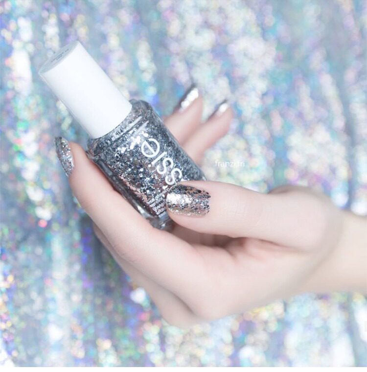 ESSIE指甲油带亮片3004银色小亮片Set in Stones 3002粉色闪片