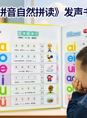 一年级汉语拼音自然拼读训练点读发声书幼儿童声母韵母表有声挂图