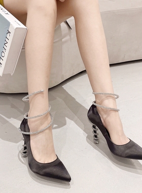 断码清货欧美水钻蛇形缠绕超高跟鞋女神凉单女鞋大码夜店走秀11CM