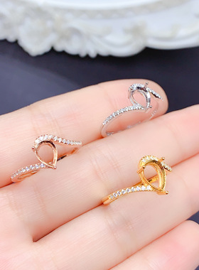 925银三色戒指空托椭圆形5x7/6x8