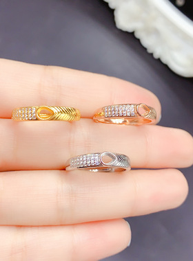 925银三色戒指空托水滴形