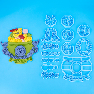 新款聚宝盆花饽饽面食模具大小号聚宝盆印章聚宝盆配件