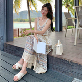 镂空罩衫叠穿碎花吊带连衣裙套装女夏2025新款洋气显瘦高级感长裙，女装套装/套裙，2C103