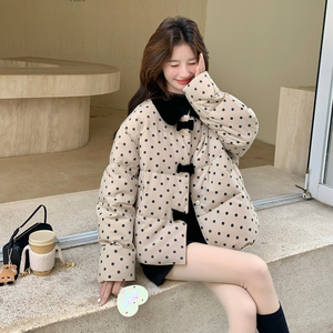 2025冬装新品波点拼接羽绒服50绒大货已出C340P265K398图片
