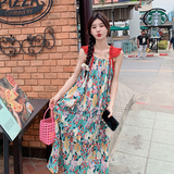 法式度假风碎花吊带连衣裙女2025夏季新款韩版宽松显瘦茶歇长裙子，女装连衣裙，2C103