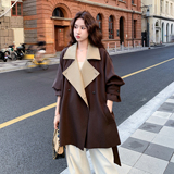 咖色高级感时尚毛呢外套女2025冬季新款韩版收腰显瘦百搭呢子大衣，女装短外套，2C103
