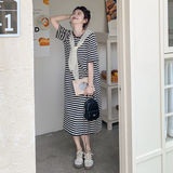 小香风蕾丝披肩条纹连衣裙2025新款女初夏小个子超火甜美减龄裙子，女装连衣裙，2C103