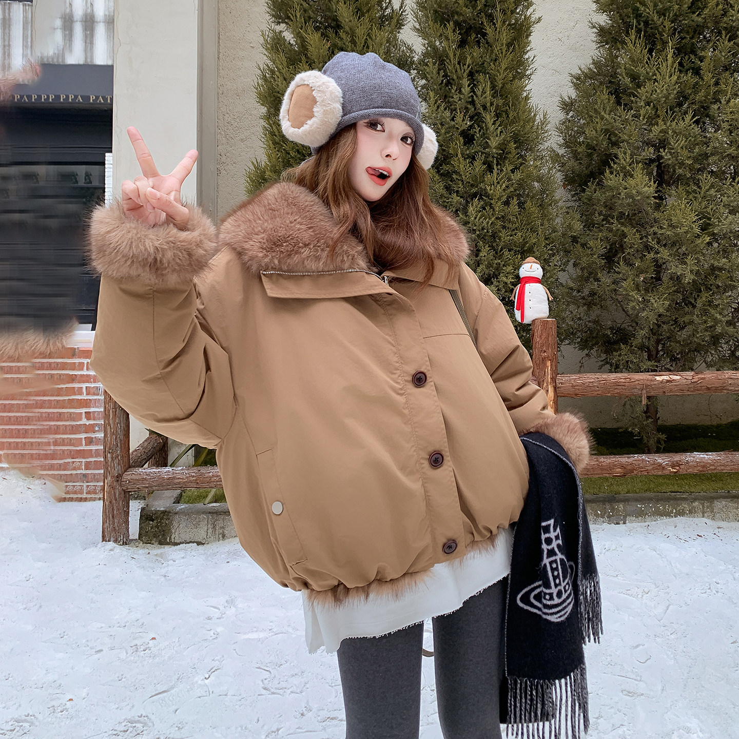 2025冬装新品双面穿毛派克有货C273P225K338,女装派克服,2C103