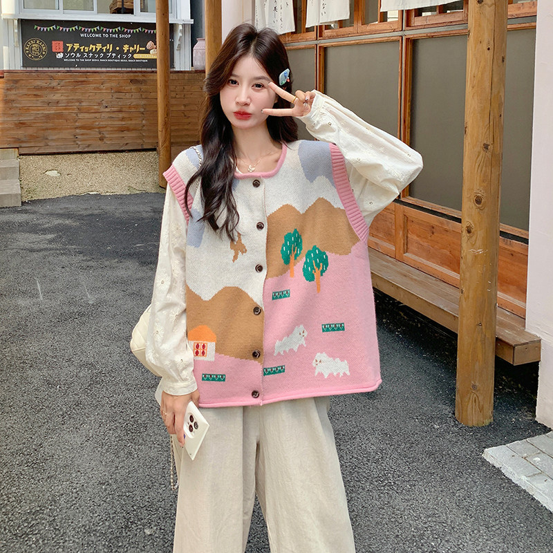 时尚衬衣针织马甲阔腿裤三件套女2025秋季新款韩版设计感时尚套装,女装套装/套裙,2C103