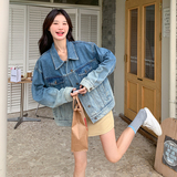 又酷又飒渐变色短款牛仔外套女春秋超火好看高级小众休闲夹克上衣，女装短外套，2C103