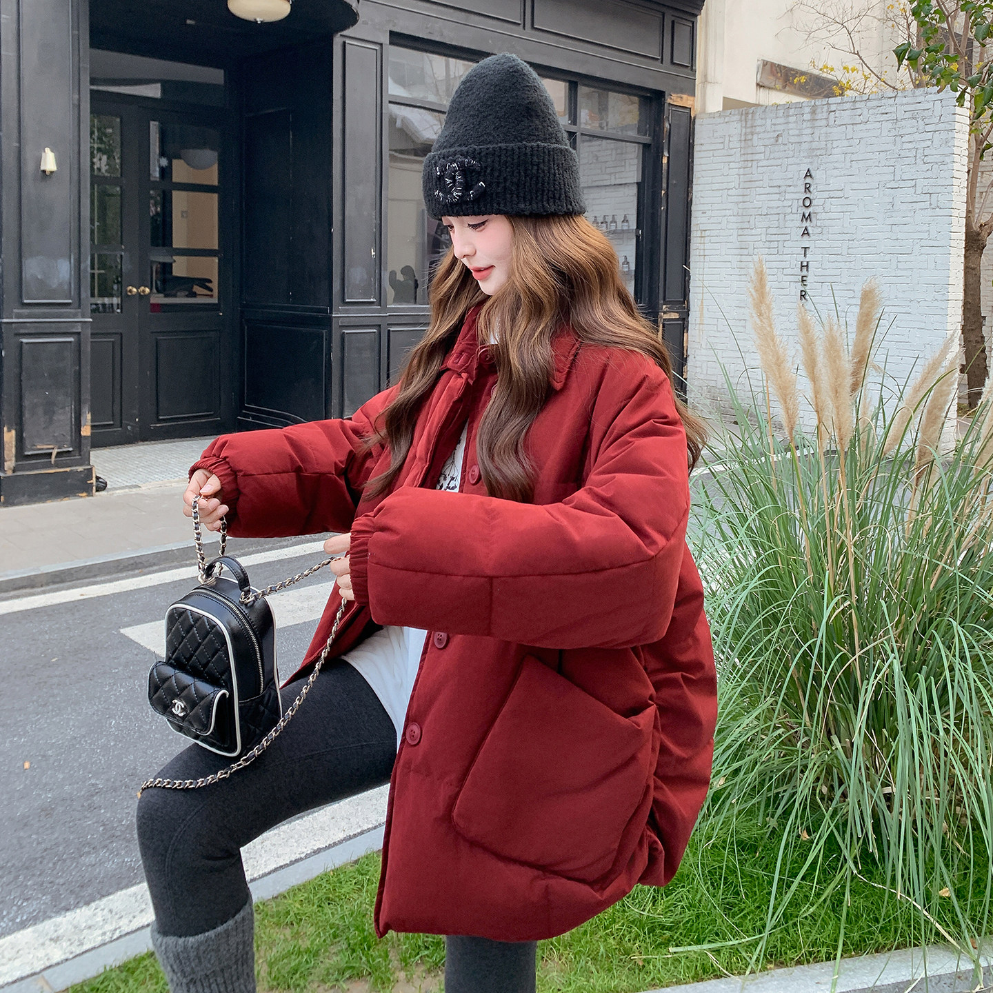 圣诞新年红色羽绒服女2025冬季新款韩系巨好看气质减龄白鸭绒外套,女装棉衣/棉服,2C103