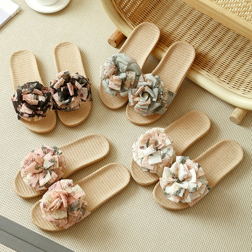 新中式亚麻拖鞋情侣防滑透气不臭