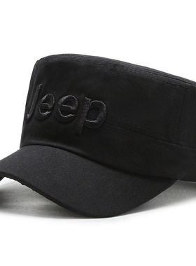 春夏季男士户外太阳帽平顶鸭舌帽男士帽子男棒球帽休闲帽短檐刺绣