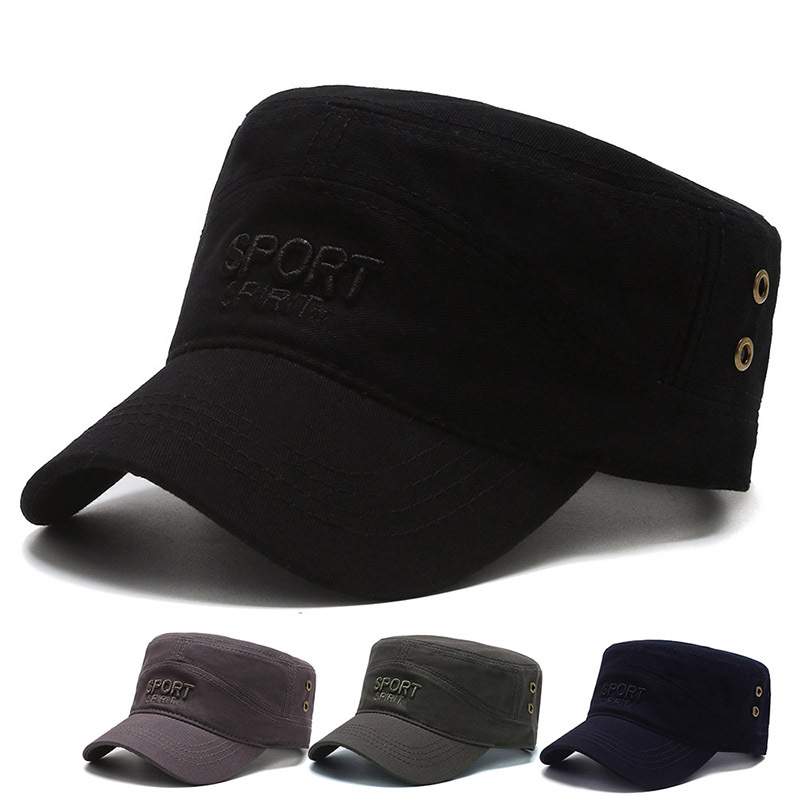 遮阳帽休闲风黑色短檐中年平顶帽