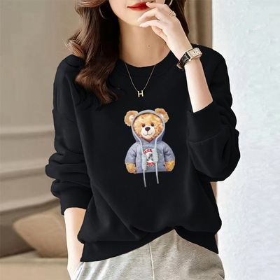 卫衣女中年新款爆款大码胖mm正肩显瘦无帽外套遮肚子印花百搭上衣