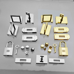 超大铂金包凯莉金属配件拱桥方形锁座板箭头旋转吊饰锁扣螺丝DIY