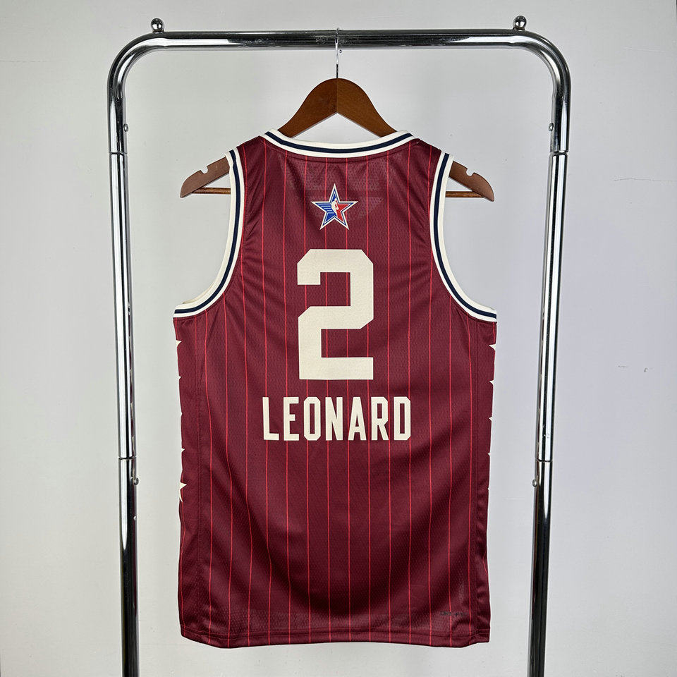 2024赛季全明星西部2号伦纳德球衣 kawhi leonard热压篮球服 红