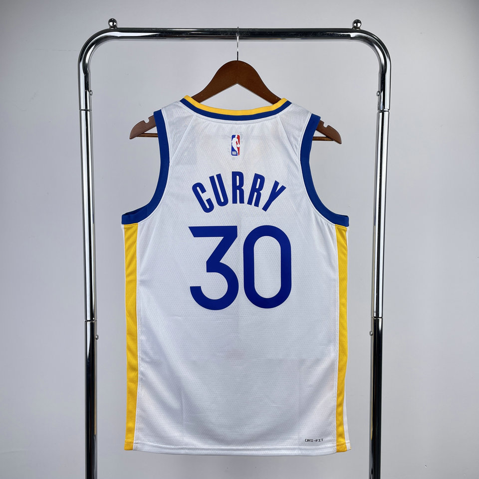 23-24新赛季勇士队30号库里球衣 stephen curry热压篮球服 白