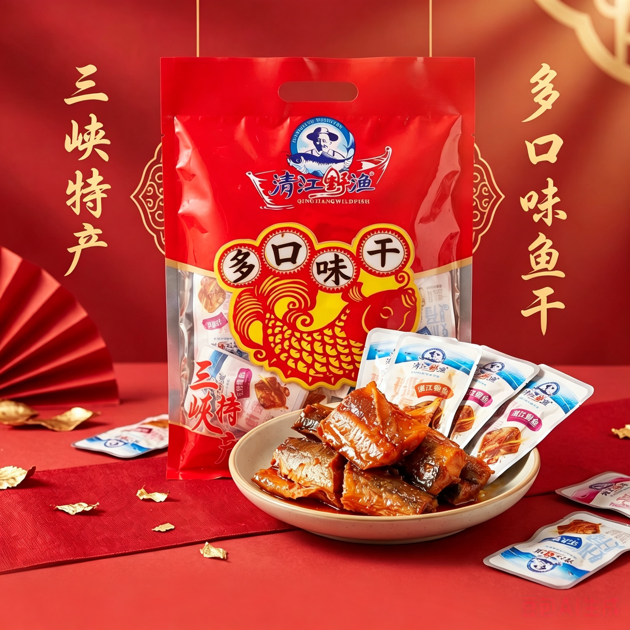湖北宜昌土老憨清江野渔三峡特产多口味鱼干鱼仔袋装量贩装伴手礼