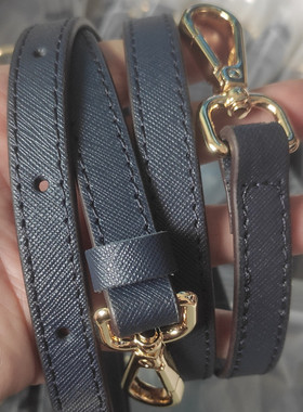 海军蓝十字纹单肩斜跨调节包带用于MK藏蓝色女包配件替换肩带真皮