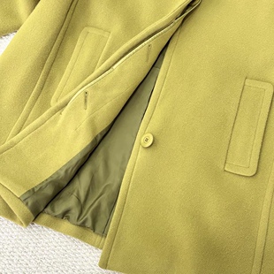 日本原单秋冬新款羊毛大衣女款短款宽松显瘦