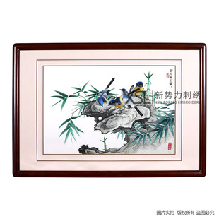 巨划算粤绣广绣岭南广府文化纯手工刺绣嬉竹礼品客厅装饰品工艺品