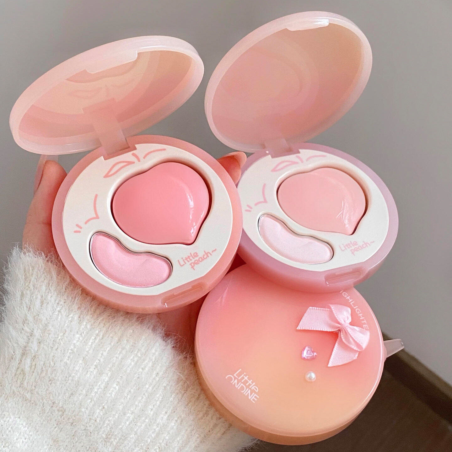 小奥汀双效立体高光盘桃子哑光面部提亮修容盘双拼腮红膏多用修颜,彩妆/香水/美妆工具,高光,淘宝优惠券,粉丝福利购,淘宝优惠卷