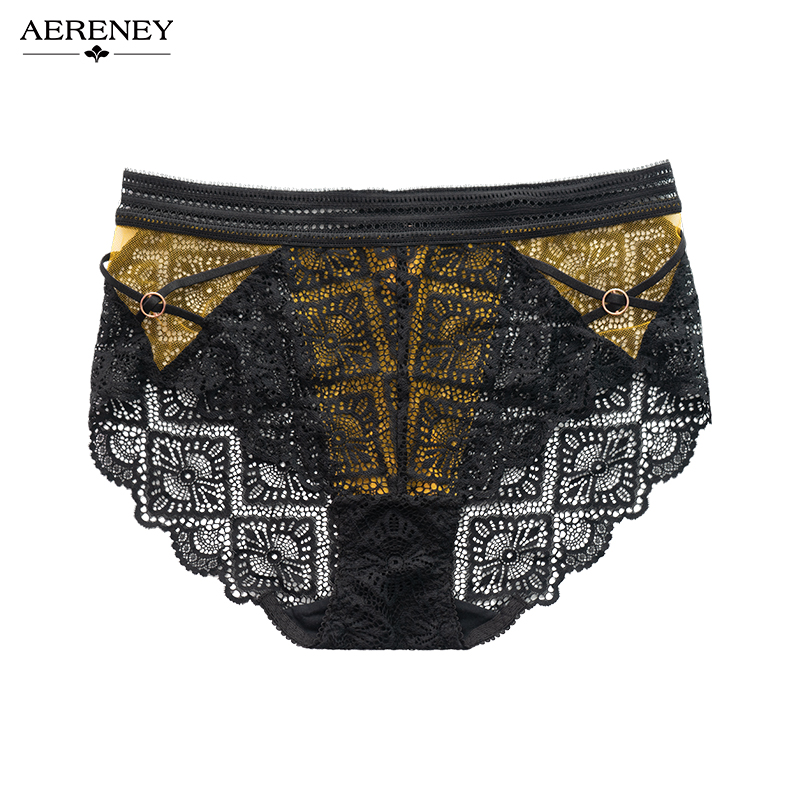 AERENEY 性感小雏菊蕾丝内裤甜美少女薄款莫代尔无痕撞色平角裤