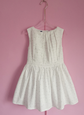 夏季无袖纯棉浅黄色绿色碎花连衣裙亲子裙 适合身高95-160cm