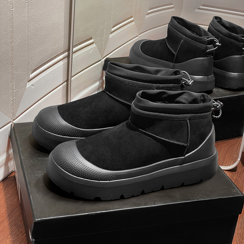 黑色塔斯曼雪地靴男士冬季加绒加厚皮毛一体东北零下40度保暖棉鞋