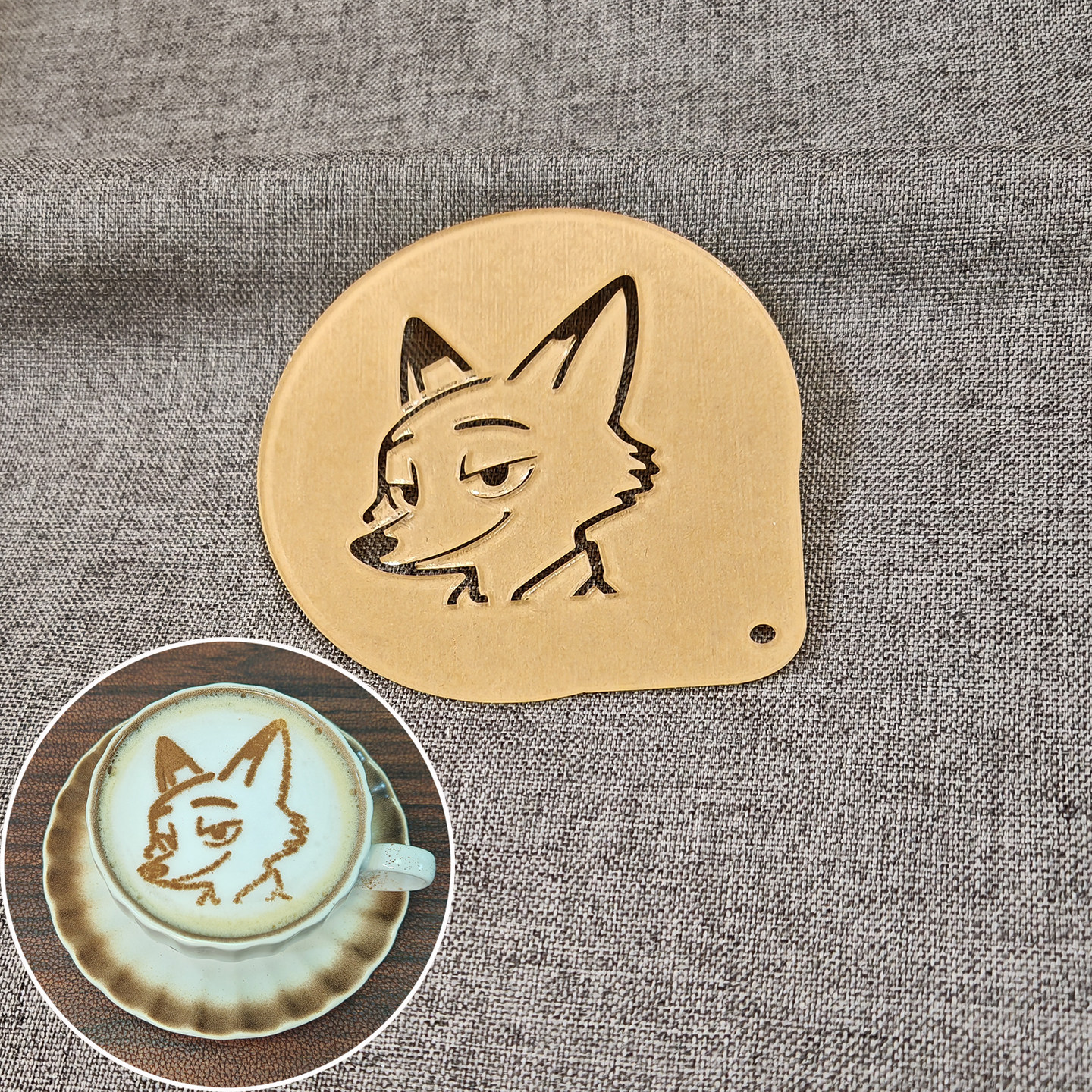 3个包邮4寸疯狂动物城尼克朱迪咖啡拉花喷花模具印花蛋糕撒粉图案