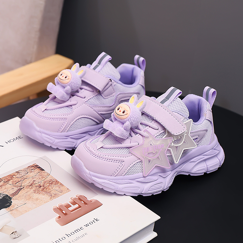 炸街女童鞋2025春秋新款黑色儿童运动鞋软底轻便中大童女孩老爹鞋