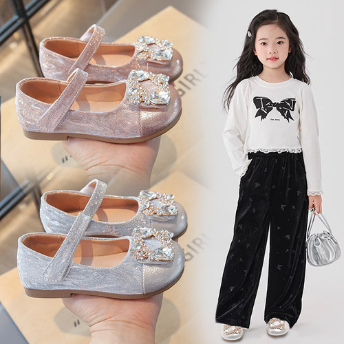 公主鞋女童单鞋2026春秋季新款晚礼服儿童小皮鞋宝宝表演出水晶鞋
