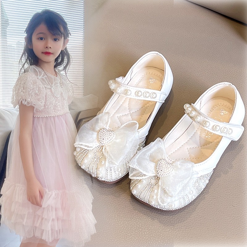 女童公主鞋2025夏季新款儿童小皮鞋水晶鞋女宝宝单鞋春秋鞋子软底
