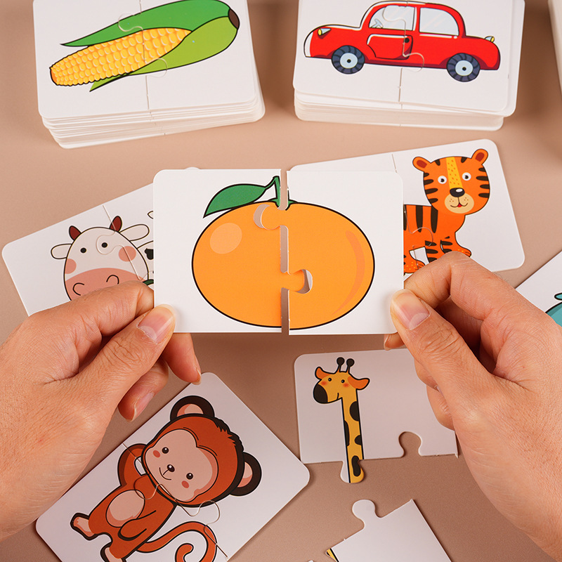 水果交通动物大块配对拼图