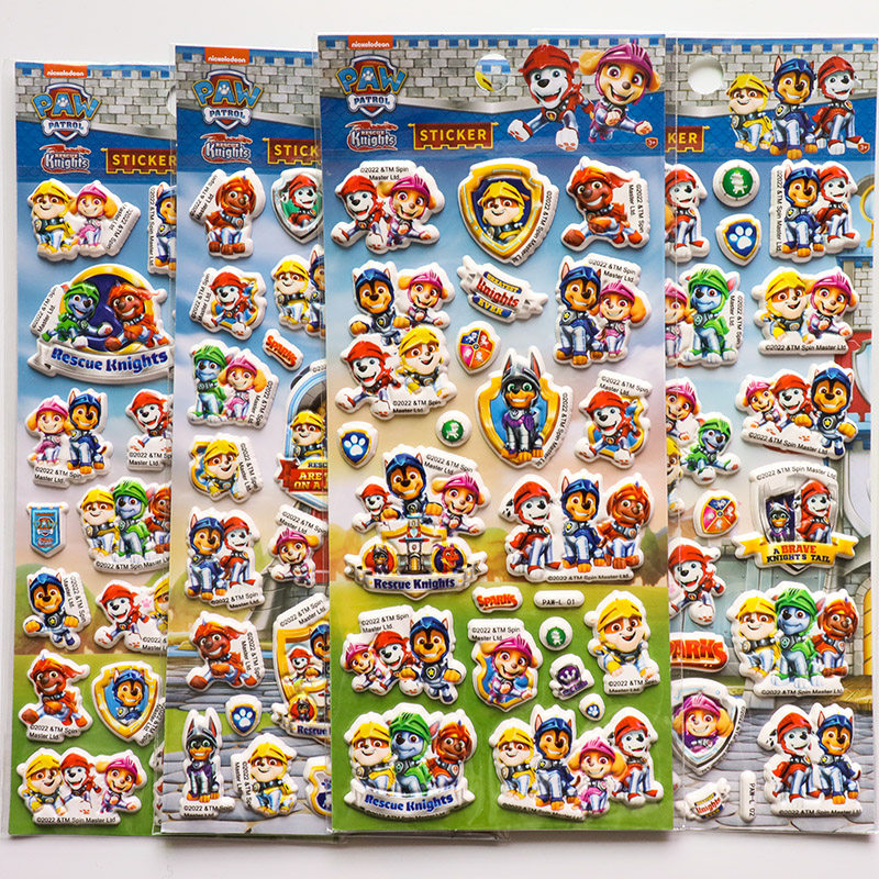 威力狗汪汪队贴纸儿童卡通泡泡粘贴男孩女孩奖励狗狗队贴画宝宝