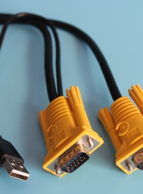 原装配线 黄头USB1.5米全铜KVM切换器线 单头USBKVM线 VGA针对针