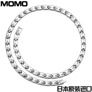 日本MOMO颈椎疼肩周病纯钛锗古兰图腾磁力项链磁疗保健项圈宽金属