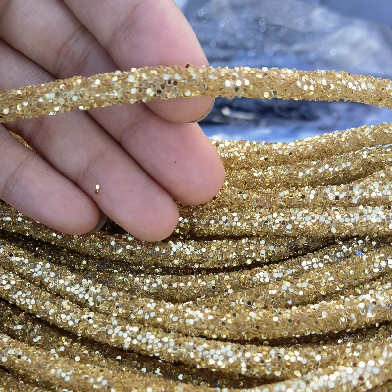 闪亮金色滚糖碎钻花边 装饰品软质绳子 创意手工品辅料配件材料