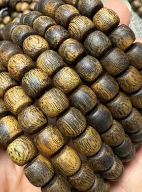 绿奇楠沉香手串8mm直纹鼓珠素串