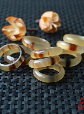 藏式西藏老料牦牛角戒指指环扣防