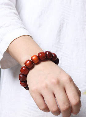 赞比亚小叶紫檀佛珠血檀老型珠手