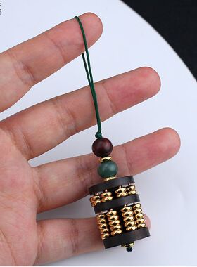 紫檀木黄铜圆柱算盘挂件手把件盘