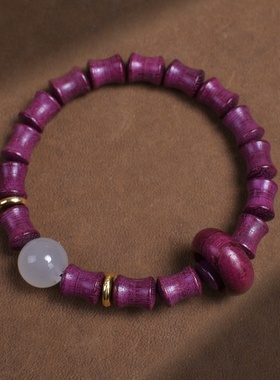 崖柏黑檀木竹节珠手串木质文玩花